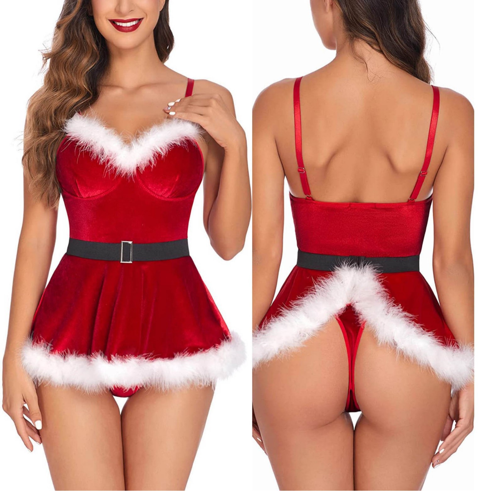 Elf Costume Christmas - Dames sexy nachtjapon Kerstman cosplay kostuum