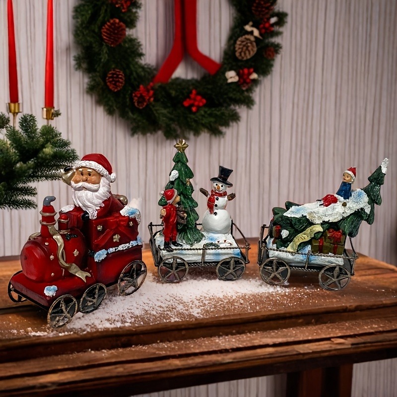 Nutcracker Figurine - 3 stks Hars Kerst Trein Set