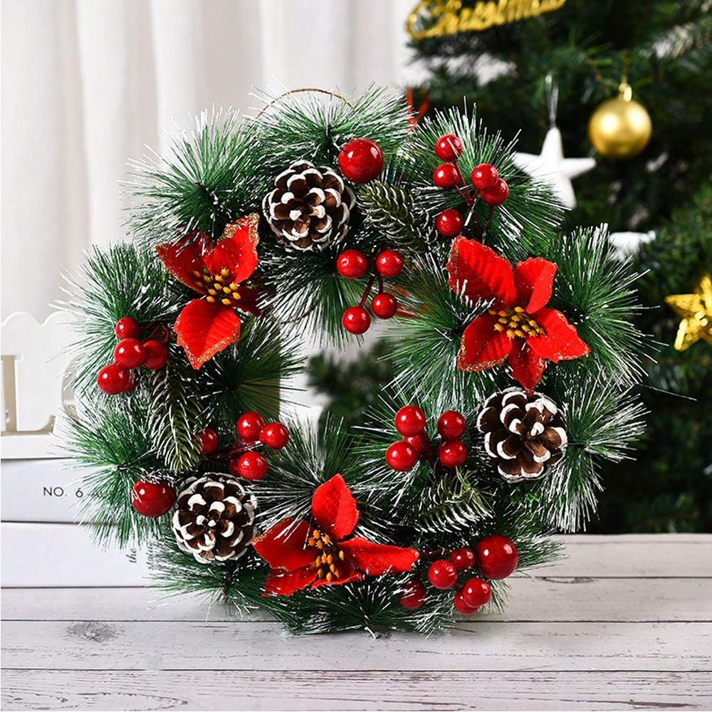 Christmas Wreath Fake - 1 Stuk Kerstkrans voor de voordeur,