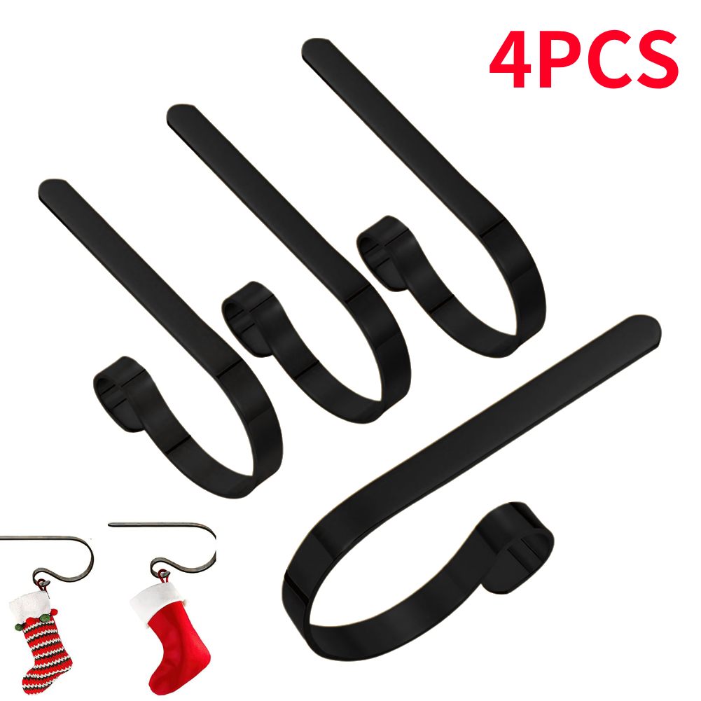 Christmas Stocking Hanging - 4 stuks ijzeren zwarte kerstsokhaken, multifunctionele