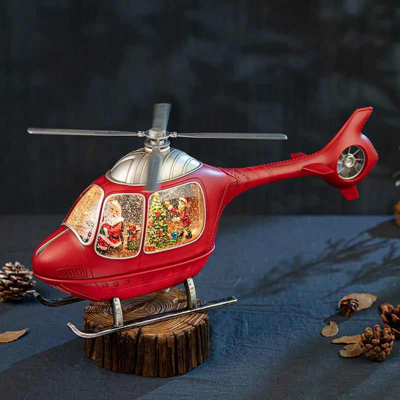 Snow Globe Musical - Draaiende Helikopter Muziekdoos Kristallen Sneeuwbol Feestdagen