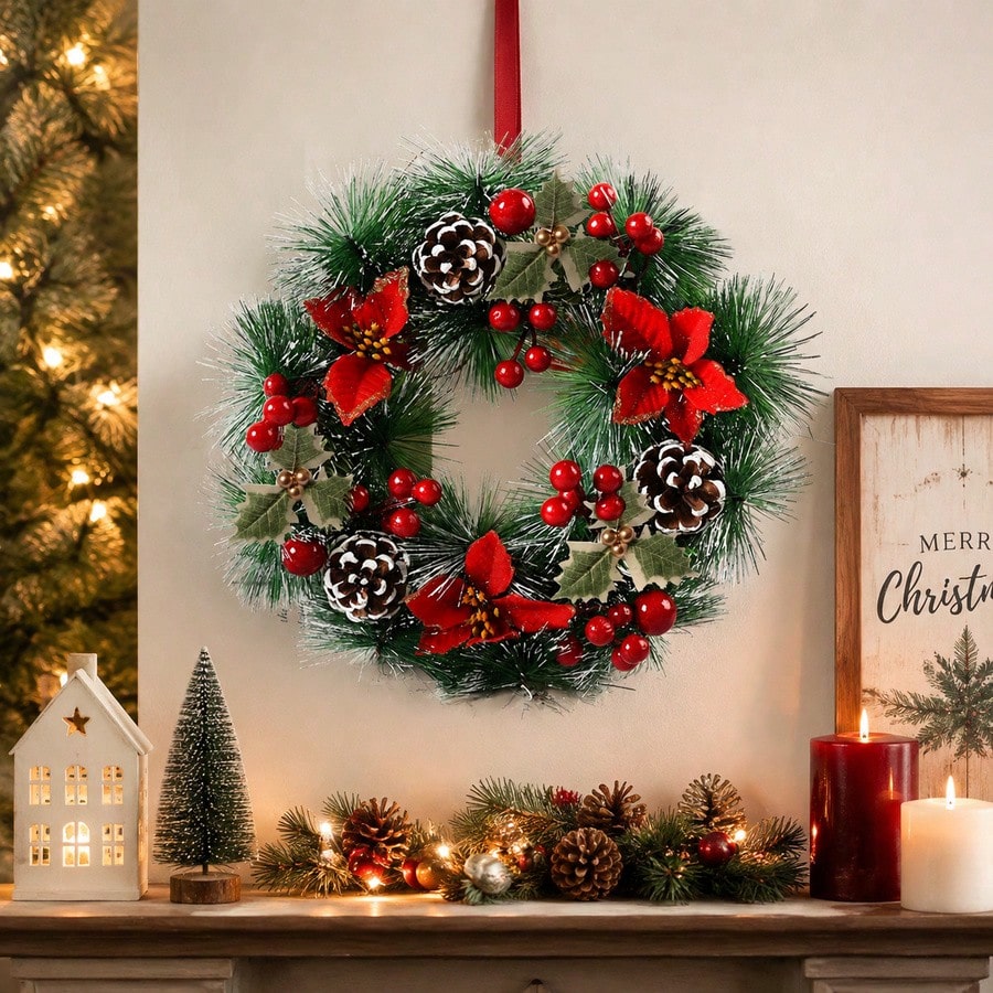 1 Stuk Kerstkrans voor de voor - Christmas Wreath Fake recensie en prijs