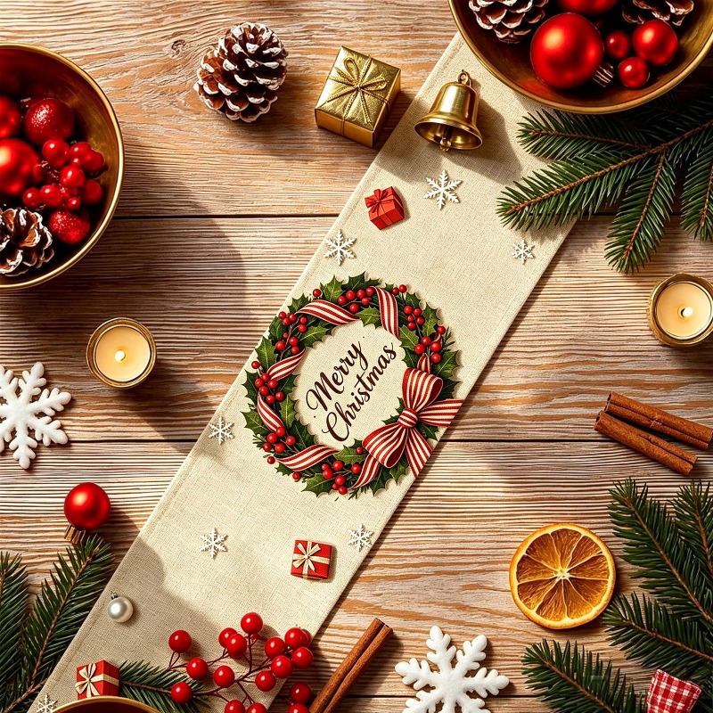 5 stuks Kerstkrans Bedrukte Ta - Christmas Table Runner recensie en prijs