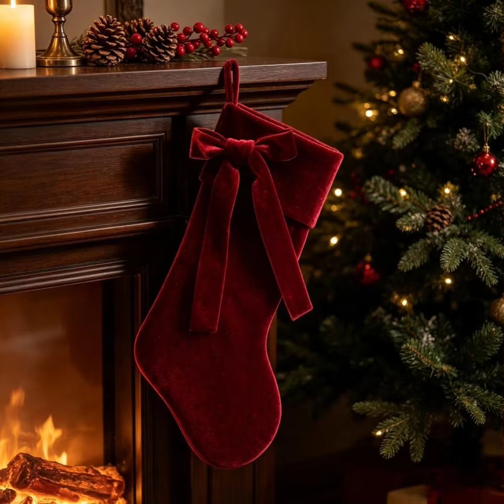 Effenkleurige fluwelen kerstso - Christmas Stocking Hanging recensie en prijs