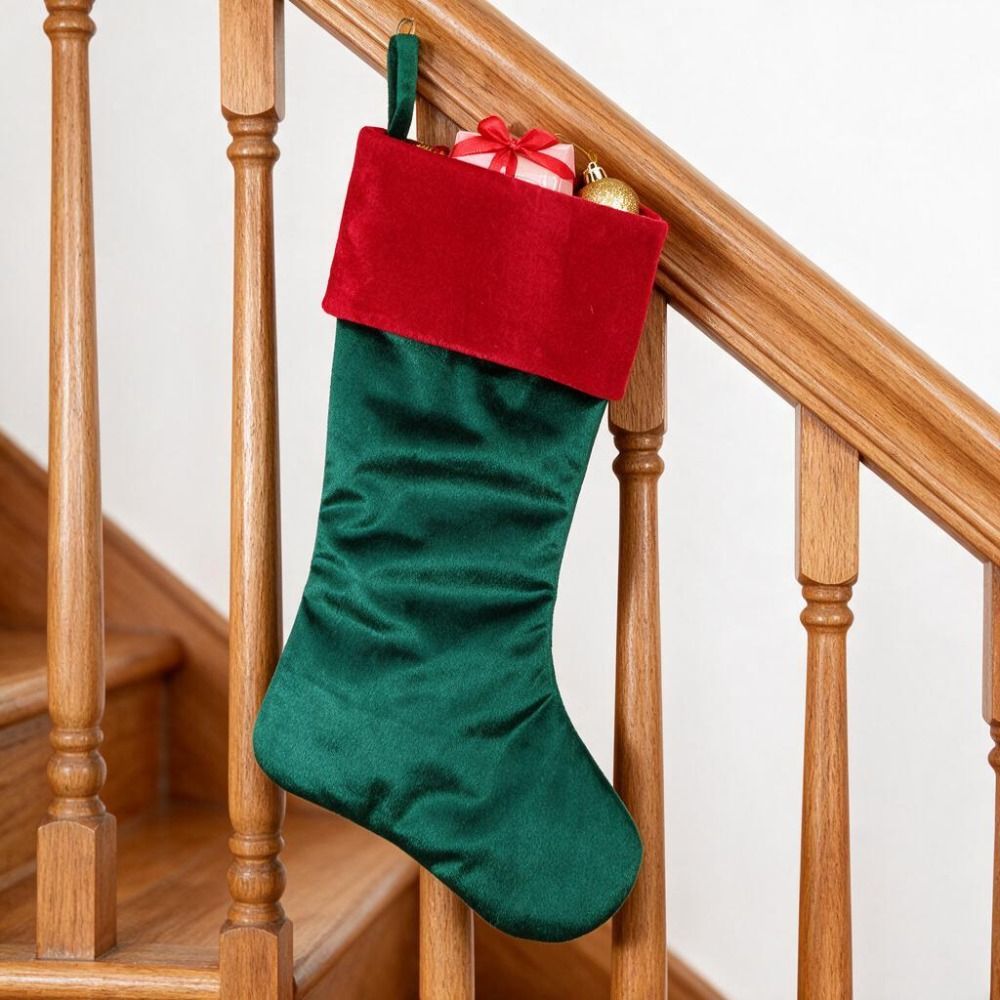 Roodgroene fluwelen kerstsok,  - Christmas Stocking Hanging recensie en prijs