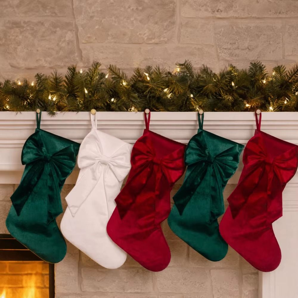 Fluwelen Kerstsok met strik, g - Christmas Stocking Hanging recensie en prijs